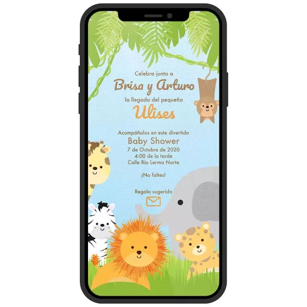 invitación-digital-baby-shower-animalitos-de-la-selva